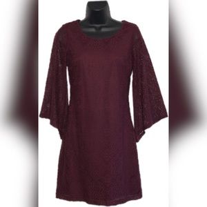 I.N. San Francisco Lace Overlay Dress in Maroon